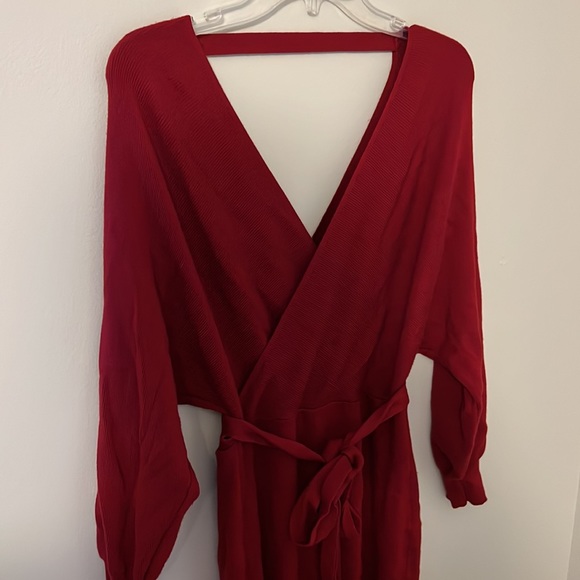 Wine Red Waist Tie Bodycon Maxi Dress - Picture 4 of 7